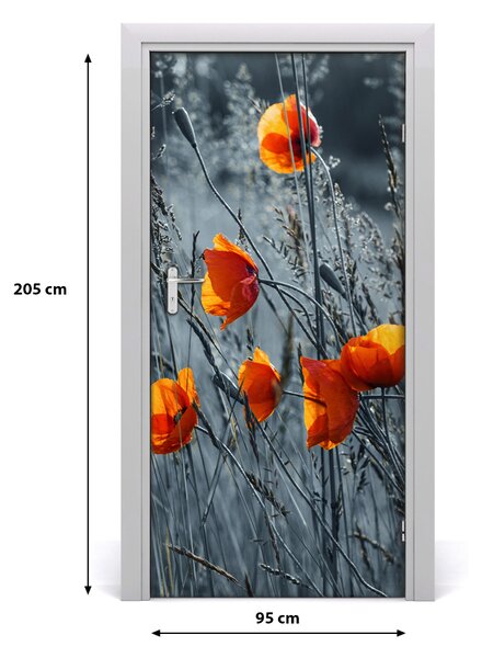 Autocolante pentru usi wildflowers maci