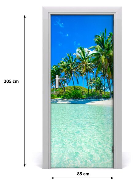 Autocolante pentru usi plaja tropicala