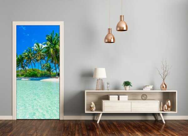 Autocolante pentru usi plaja tropicala