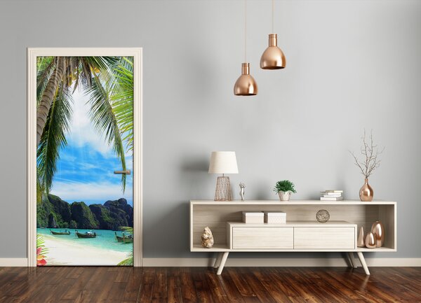 Autocolante pentru usi plaja tropicala