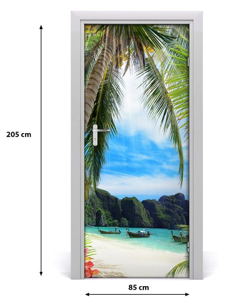 Autocolante pentru usi plaja tropicala