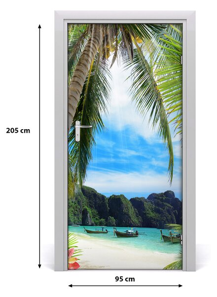 Autocolante pentru usi plaja tropicala