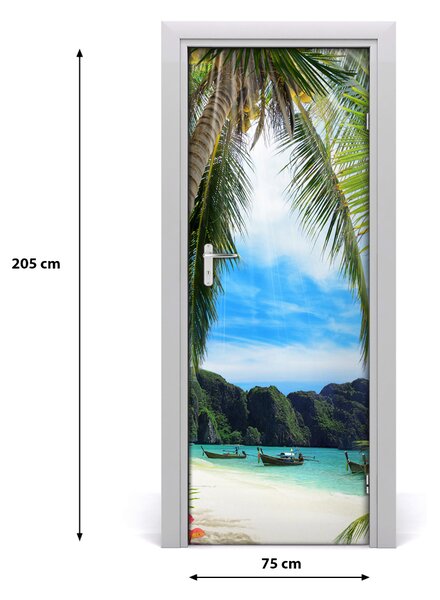 Autocolante pentru usi plaja tropicala