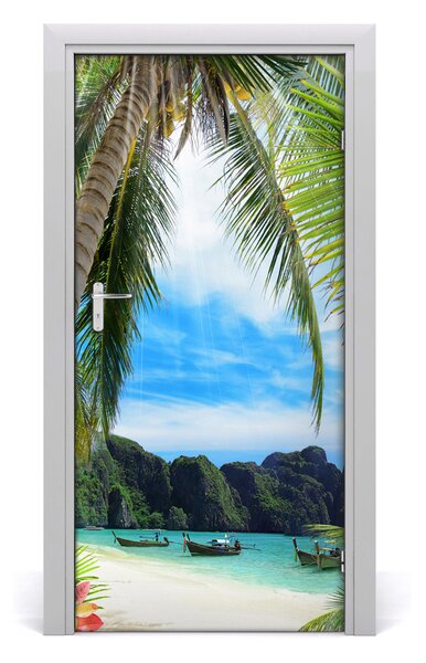Autocolante pentru usi plaja tropicala
