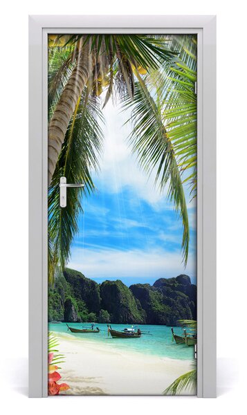 Autocolante pentru usi plaja tropicala