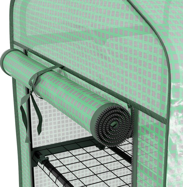 Outsunny Mini sera pe 3 nivele cu acoperis PE intarit si roti, Sera portabila pentru interior si exterior cu usa care poate fi rulata | Aosom Romania