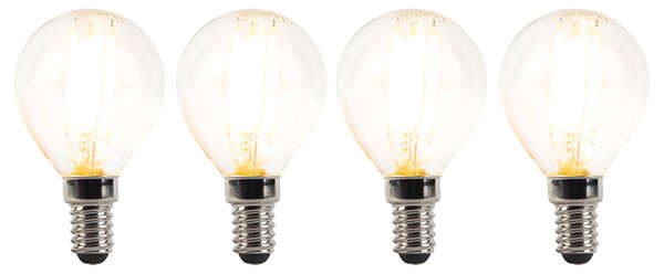 Set de 4 becuri LED E14 cu dimmer P45 transparent 3W 250lm 2700K