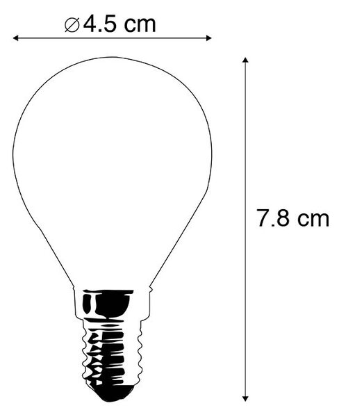 Set de 4 becuri LED E14 cu dimmer P45 transparent 3W 250lm 2700K