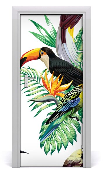 Autocolante pentru usi păsări tropicale