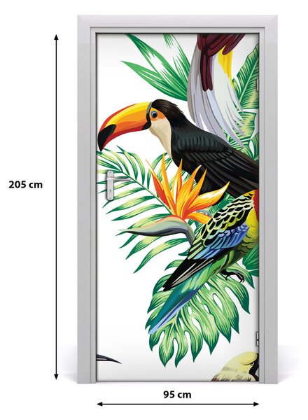 Autocolante pentru usi păsări tropicale