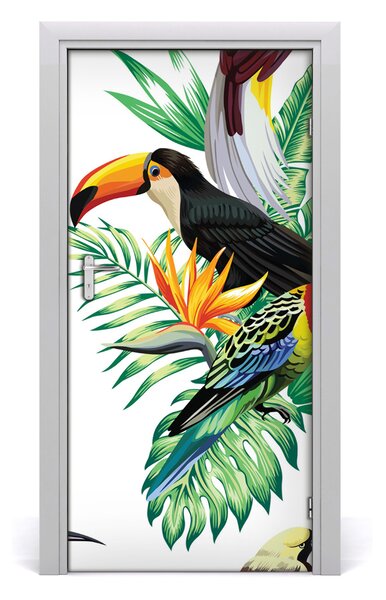 Autocolante pentru usi păsări tropicale