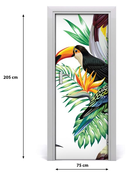 Autocolante pentru usi păsări tropicale