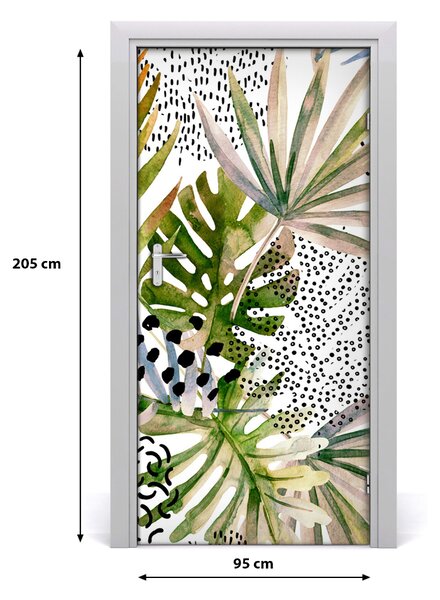 Autocolante pentru usi frunze tropicale