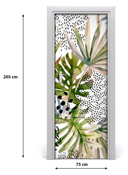 Autocolante pentru usi frunze tropicale