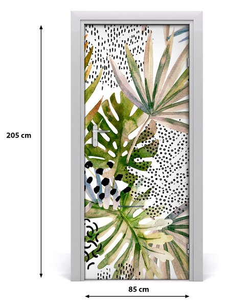 Autocolante pentru usi frunze tropicale