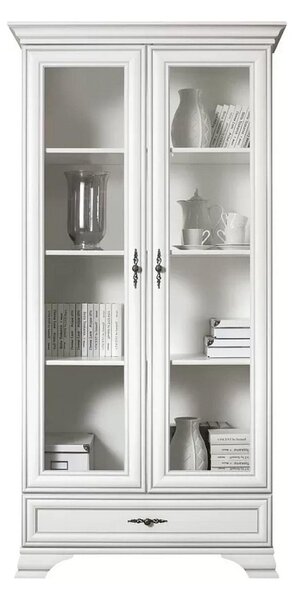 Mobilier living alb clasic IDENTO 6, format din 2 vitrine, masuta cafe