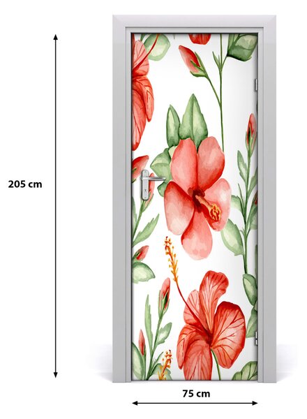 Autocolante pentru usi flori tropicale