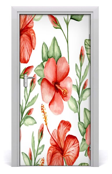 Autocolante pentru usi flori tropicale