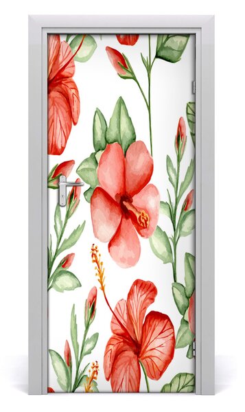 Autocolante pentru usi flori tropicale