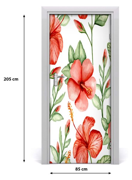Autocolante pentru usi flori tropicale