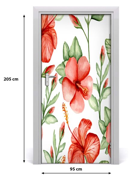 Autocolante pentru usi flori tropicale