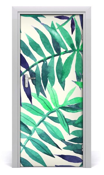 Autocolante pentru usi frunze tropicale