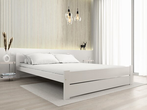 Pat dublu Culoare alb, IKAROS DOUBLE 140 x 200 cm Saltele: Fara saltea, Somiera pat: Cu lamele drepte