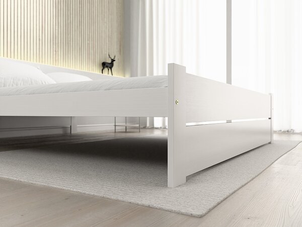 Pat dublu Culoare alb, IKAROS DOUBLE 140 x 200 cm Saltele: Fara saltea, Somiera pat: Cu lamele drepte