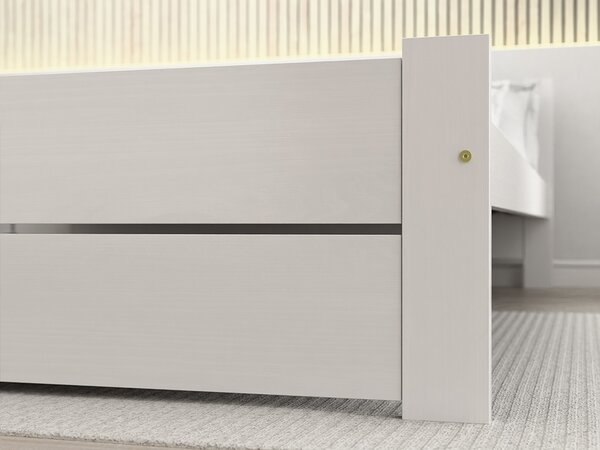 Pat dublu Culoare alb, IKAROS DOUBLE 140 x 200 cm Saltele: Fara saltea, Somiera pat: Cu lamele drepte