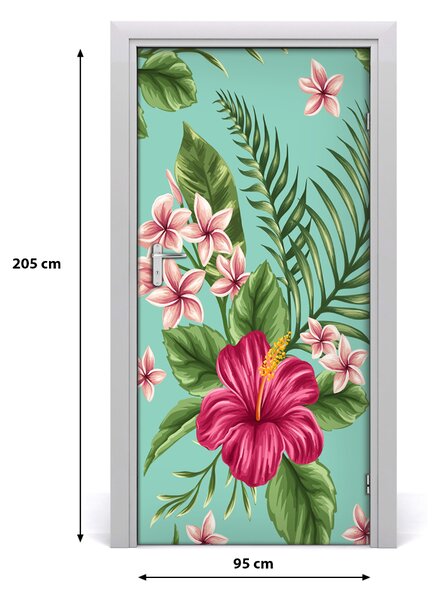 Autocolante pentru usi flori Hawaii