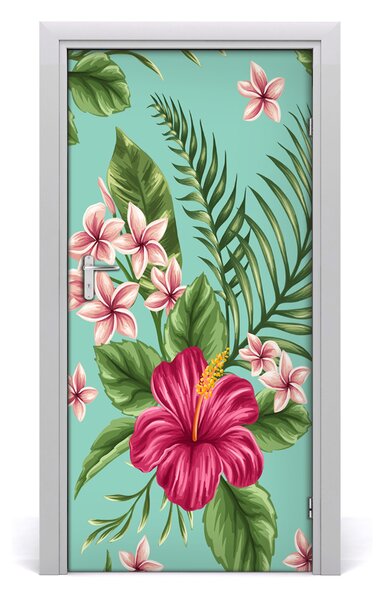 Autocolante pentru usi flori Hawaii