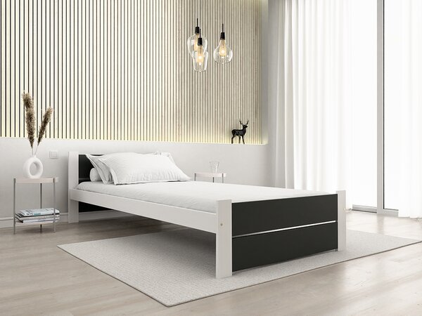 Pat de o persoana IKAROS DOUBLE 90 x 200 cm, antracit/alb Saltele: Fara saltea, Somiera pat: Fara somiera