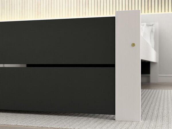 Pat de o persoana IKAROS DOUBLE 120 x 200 cm, antracit/alb Saltele: Cu saltele Deluxe 10 cm, Somiera pat: Fara somiera