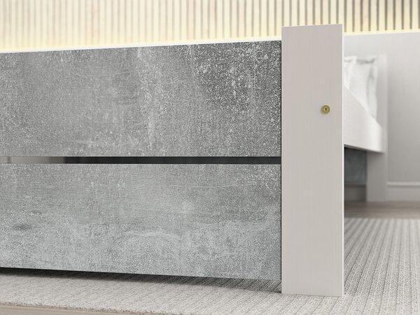 Pat dublu IKAROS DOUBLE 180 x 200 cm, beton/alba Saltele: Fara saltea, Somiera pat: Cu lamele drepte