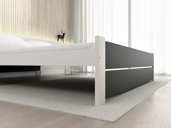 Pat de o persoana IKAROS DOUBLE 120 x 200 cm, antracit/alb Saltele: Cu saltele Deluxe 10 cm, Somiera pat: Fara somiera