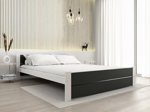 Pat de o persoana IKAROS DOUBLE 120 x 200 cm, antracit/alb Saltele: Cu saltele Deluxe 10 cm, Somiera pat: Fara somiera