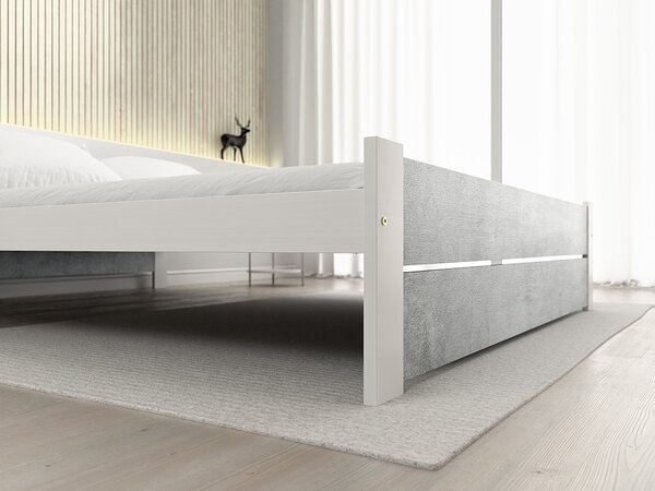 Pat dublu IKAROS DOUBLE 180 x 200 cm, beton/alba Saltele: Fara saltea, Somiera pat: Cu lamele drepte