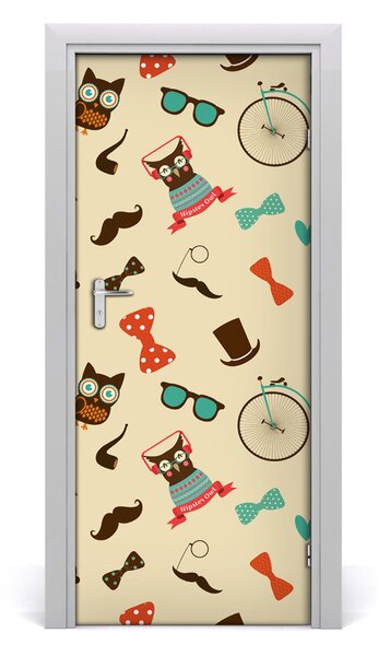 Autocolante pentru usi Owl ochelari de biciclete