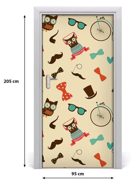 Autocolante pentru usi Owl ochelari de biciclete