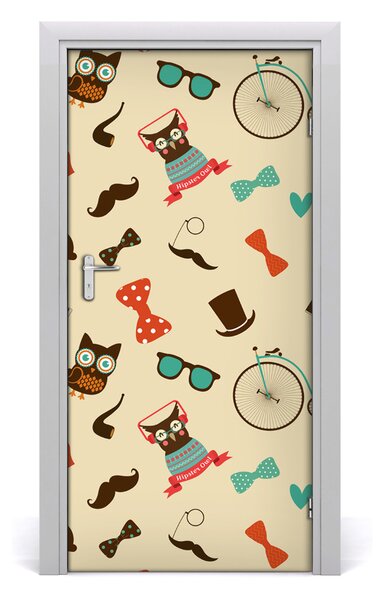 Autocolante pentru usi Owl ochelari de biciclete