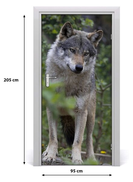 Autocolante pentru usi Wolf în pădure