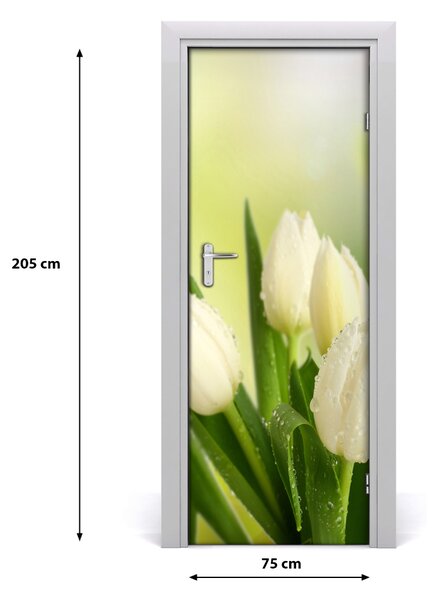 Autocolante pentru usi Perete decor autocolant alb lalele UȘĂ