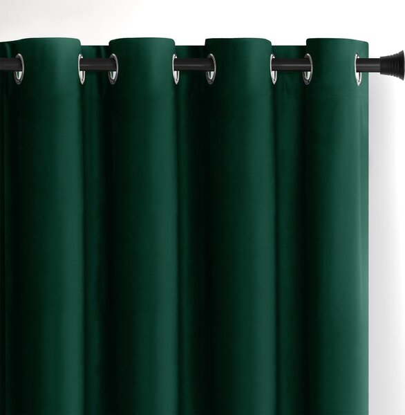 Draperie verde-închis dimout (semi-opacă) din catifea 140x245 cm Eyelets – Restilo
