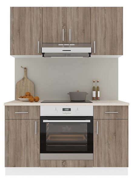 Set haaus V5, Stejar Sonoma Inchis/Alb, Blat Thermo 28 mm, L 140 cm
