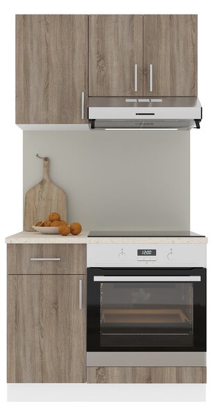Set haaus V1, Stejar Sonoma Inchis/Alb, Blat Thermo 28 mm, L 100 cm