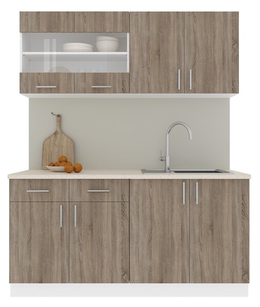 Set haaus V8, Stejar Sonoma Inchis/Alb, Blat Thermo 28 mm, L 160 cm