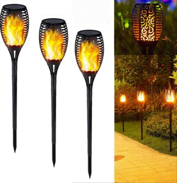 Set 4 x Lampa solara tip torta cu efect flacara, 50 cm
