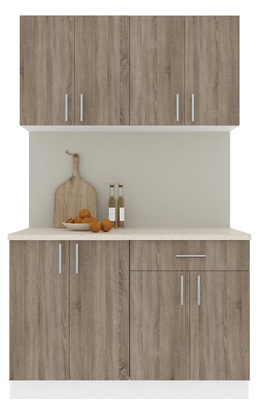 Set haaus V2, Stejar Sonoma Inchis/Alb, Blat Thermo 28 mm, L 120 cm