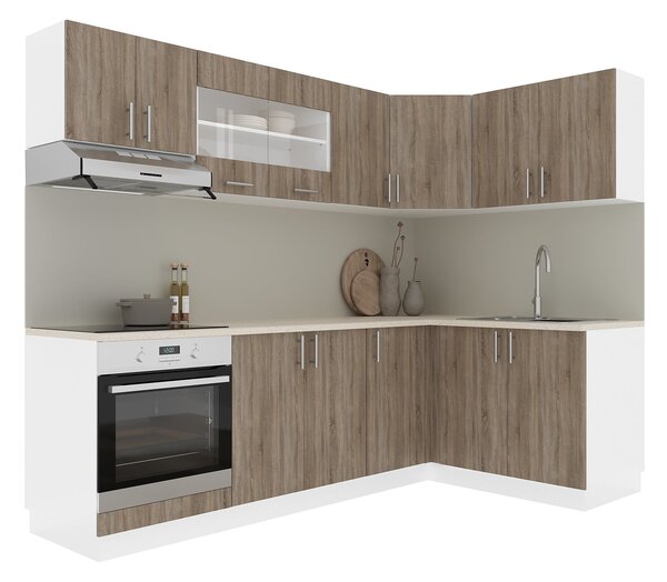 Set haaus V34, Stejar Sonoma Inchis/Alb, Blat Thermo 28 mm, L 240 x 140 cm