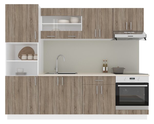 Set haaus V20, Stejar Sonoma Inchis/Alb, Blat Thermo 28 mm, L 260 cm